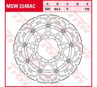 TRW Racing front brake discs, with ABE FRONT, MSW234RAC FLOAT.