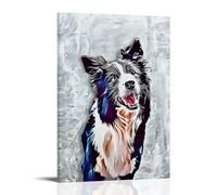 TRWHRYERYRH Border Collie Cute Dog Animal Posters Aesthetic Wall Art Decorative Painting Poster Decor Vintage Canvas for Living Room Bed Room 20x30inch(50x75cm) Frame-style