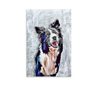 TRWHRYERYRH Border Collie Cute Dog Animal Posters Aesthetic Wall Art Decorative Painting Poster Decor Vintage Canvas for Living Room Bed Room 16x24inch(40x60cm) Unframe-style