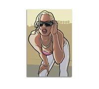 TRWHRYERYRH Gta San Andreas Girl Posters Aesthetic Wall Art Decorative Painting Poster Decor Vintage Canvas for Living Room Bed Room 16x24inch(40x60cm) Unframe-style