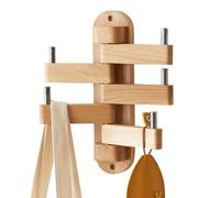 TRWISWDC Swivel Coat Rack Oak Coat Hooks, Wood Wall Hooks with 5 Swivel Foldable Arms, 12'' Length Wall Coat Rack Hat Hooks for Bathroom Entryway Bedroom Office Kitchen, Heavy Duty (Natural)