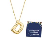 TRWWELL Pave Bubble D Initial Necklace 17K Gold Dainty Balloon Letter Necklace Alphabet Puff Name Pendant Necklace Personalized Jewelry Gift for Women Girls, Brass, No Gemstone