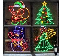 TRWYMZ Christmas Window Silhouettes Lights - 16"LED coloured Window decorations Set of 4 (Santa & Angel & Snowman & Christmas Tree) - Indoor and Outdoor Decor for Walls,Doors & Windows Decorate