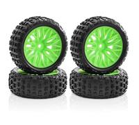 TRXS 4PCS Upgraded Tree-Style Wheel Hubs & Rock Terrain Tires for Arr-ma 1/18 2S for Typhon Grom, High-Toughness 55A Rubber(grn)