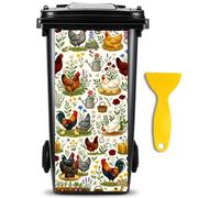 TRXYQ Chicken Wheelie Bin Stickers Large Art Garbage Can Decals for Outside