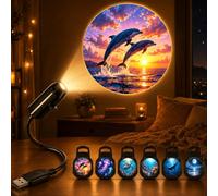 TRXYQ Ocean Projector Night Light, 2-in-1 USB Mini Projection Light with Switch, 360° Rotating LED Projector for Car or Room Ceiling Decor, Ocean Gifts for Women Men Marine Life Lovers