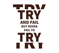 Try and Fail but Never Fail to Try Typography Lettering Stickers 60.8x81.8cm Store Decoration Coffee