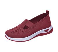 Try Before You Buy Womens Trainers Slip On Trainers Women Wide Fit Wedge Trainers Breathable Hollow Mesh Orthopedic Sneakers Lightweight Low Top Arch Support Memory Foam Trainers Women Wine 5