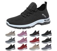 Try Before You Buy Womens Trainers Wide Fit Wedge Breathable Mesh Orthopedic Sneakers Comfortable Arch Support Sports Shoes Lightweight Slip on Black Trainers Womens Black 4