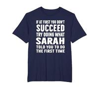 Try Doing What Sarah Told Funny Sarah Shirt T-Shirt, Men's Big and Tall, Navy Blue, 3X Tall