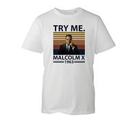 Try Me 1963 T-Shirt, Malcolm X Quote Human Rights Peace Vintage Unisex Kids Adults Top (White, 3XL)