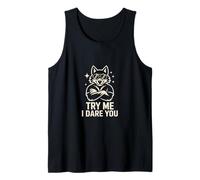 Try Me I Dare You Cool Confident Wolf Graphic Tank Top