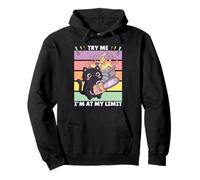 Try Me I'm At My Limit, Kawaii Cat with Chainsaw, Dark Humor Pullover Hoodie