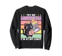 Try Me I'm At My Limit, Kawaii Cat with Chainsaw, Dark Humor Sweatshirt