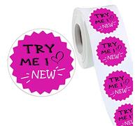 Try Me Stickers,1.5 Inch Round New Try Me Grocery Store Food Labels 500/Roll (Pink)