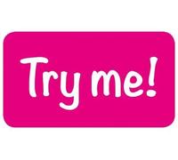 Try me! Stickers, Pink, 15 x 23mm Rectangle, 500