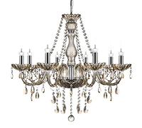 TRY-YEAN 8 Lights Cognac Crystal Chandelier Ceiling Light K5 Crystal Ceiling Pendant Lighting Fixture Candle Style Lighting with Adjustable Chain E14 for Living Room Bedroom Restaurant Hallway