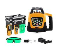 TRY-YEAN Automatic Rotary Laser Level Green Beam Self-Leveling Vertical Horizontal Laser Level Kit Measuring Range 500M w/Remote Control + Receiver, Leveling Transit Laser Level for Construction