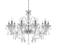 TRY-YEAN Luxurious 10 Lights Clear Chandeliers Ceiling Light Adjustable Flush Mount Ceiling Pendant Lighting Fixture K9 Crystal Glass Candle Style Lighting E14 for Bedroom Living Room Hallway Entry