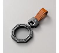 Tryagat Car Key Fob Holder Custom Fit for VW Fox Bj. 2005-2011, Auto Keyring Leather Premium Vehicle Specific Smart Key Chain Accessory,Orange