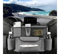 Tryagat Car Seat Organiser for DS 3 Crossback 2018-2022, Handbag Holder Suede Back Seat Storage Bag Net Pocket Car Seat Protector Grey