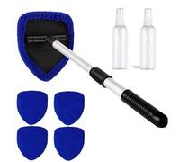 Tryagat Windshield Cleaning Tool with Handle for MG HS Trophy 2020-2025 | Windshield cleaner wand with pivoting head, 5 washable microfiber covers and 2 spray bottles for all your auto glass, 1 set