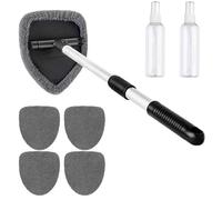 Tryagat Windshield Cleaning Tool with Handle for MG HS Trophy 2020-2025 | Windshield cleaner wand with pivoting head, 5 washable microfiber covers and 2 spray bottles for all your auto glass, 1 set
