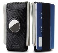 Tryangoos Magnetic Money Clip with airTag Holder,credit card elastic band,Holds to Cash and Cards, Carbon Black, slim, Ultra Slim Design