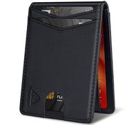 Tryangoos Wallet for Men Genuine Leather RFID Blocking Bifold compact Wallet With Magnetic Closure 1 ID Window, Black, Vintage Magnetic Wallet for Men