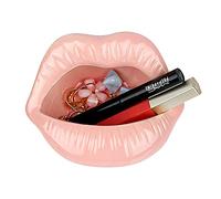 Trycooling Ceramic Red Lips Lipstick Ring Holder Jewelry Tray Rack Decorative Cosmetic Storage Display Holder Desktop Hairpin Storage Case Birthday Gift (Pink)