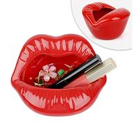 Trycooling Decorative Ceramic Lipstick Holder Jewelry Cosmetic Hairpins Storage Holder Dark Red
