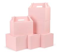 TryDrem Large Gable Boxes with Handles, 9x6x6 Inch Spacious Capacity Party Favor Boxes, Pink Treat Box for Gifts, Bread, Cookies, Lunch, Bakery, Wedding, Birthday, Picnic (10)