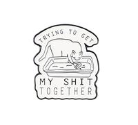 Trying To Get My Sht Together Cat Enamel Pin, Gift For Cat Mom Dad Kitten Mama, Funny Sarcasm Lapel Pin, Kawaii Meow Brooches, Humor Quote Saying Decoration Badge Jewelry For Backpack Jacket Hat
