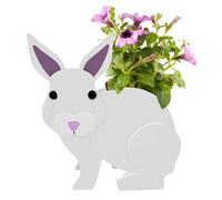 Tryitsbest Animal Planter Pot for Outdoor Plants-13x9 Inch Wooden Animal Shaped Flower Planter Plant Pots-Animal Storage Container Holder for Outdoor Plants Home Decor Gift (Rabbit)