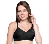 Trylo KPL Women's Non-Wired Bra Available in C/D/E/F/G/H/I/J Cups, Sizes 32 to 52 & Available Colour Black/Coral/Marun/Rasberry/Rose Gold/Skin/White, Black, 46H