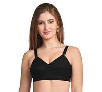 Trylo KPL Women's Non-Wired Bra Available in C/D/E/F/G/H/I/J Cups, Sizes 32 to 52 & Available Colour Black/Coral/Marun/Rasberry/Rose Gold/Skin/White, Black, 32C