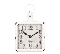 TRYLTRY Retro Rectangle Small Wall Clock, Battery Operated Silent White Vintage Decor Wall Clocks, Antique Old Design Style, for Farmhouse,Kitchen,Bedroom,Bathroom White Rectangle