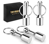 TRYMAG Keychain Magnets for Testing Brass, Gold Silver Jewelry Test Magnet Hanging Keys Holder, Silver, 4 Pieces, Modern