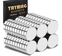 TRYMAG Magnets, 60Pcs Strong Rare Earth Magnets Small Round Fridge Magnets for Whiteboard, Heavy Neodymium Magnets Locker Magnets for Crafts, Whiteboard, Scientific Models - 0.47 inch D x 1/8 inch H