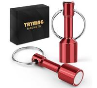 TRYMAG N52 Keychain Magnets for Testing Brass, 2 Pack Red Pocket Magnets Keychain with Strong Magnetic Rare Earth Neodymium, Metals Gold Silver Jewelry Test Magnet Hanging Keys Holder