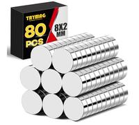 TRYMAG Small Magnets 8x2mm, 80Pcs Small Round Rare Earth Magnets, Tiny Strong Neodymium Disc Magnets for Whiteboard, Fridge, Office, Hobbies, Crafts and Dry Erase Board