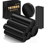 TRYMAG Small Rare Earth 6 Different Sizes Black 255Pcs Tiny Magnets for Crafts, Heavy Duty Neodymium Round Mini Refrigerator Magnets for Whiteboard, Locker, Kitchen, Office, School