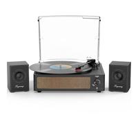 Trynnay Record Player with Passive Bookshelf Speakers, Bluetooth Turntable for Vinyl Records, 3 Speeds, Wireless AUX Input, Headphone Jack, and Auto-stop Function, Black