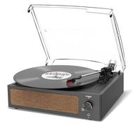 Trynnay Vinyl Record Player with Speaker Vintage Turntable for Vinyl Records, Belt-Driven Turntable Support 3-Speed, Wireless Playback, Headphone, AUX-in, RCA Line LP Vinyl Players Retro Black