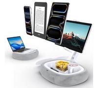 TRYONE Tablet Pillow Holder & Laptop Stand : Lap Adjustable iPad Holder with Snack Bowl,Soft Plush Pillow & 360° Rotating Detachable Support Arm for 4.7-16.1 Kindle Phone Tablet Laptop