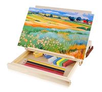Tryora Art Tabletop Easel, Portable Wood Desktop Easel with Storage Compartment & Handle for Students Beginners, 4-Position Adjustable Table Top Easel Stand for Painting Sketching, 33.6x26cm