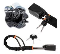 Tryora Steering Wheel Lock, Universal Car Seat Belt Lock with 3 Keys High Visibility Car Steering Wheel to Seat Belt Locks Car Anti Theft Device Fits Most Vehicles Trucks SUVs and Vans (Black)