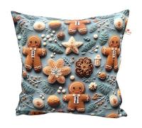 TryPinky Christmas Cushion Cover 40 x 40 cm Various Designs Handmade in Germany 100% Cotton Decorative Christmas Children's Cushion (40 x 40 cm, Gingerbread Men)