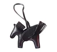 TRYQTYL Vegan Leather Bag Charms Purse Charms for Handbags, Leather Tassel Pony Keychain, Y2k Accessories Cute Keychains for Women, Horse Keychain Handmade Sewn Horse Black