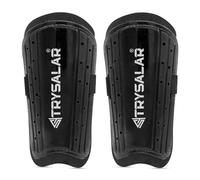 TrySalar Shin Guards Football, Soccer Shin Pads for Kids Junior Youth Boys Girls Mens Beginner Elite Athlete Perforated Breathable Hockey Games Leg Calf Protective Gear (Black)